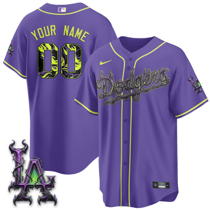 Los Angeles Dodgers Villains Halloween - Horned Queen Vapor Custom Jersey- Stitched