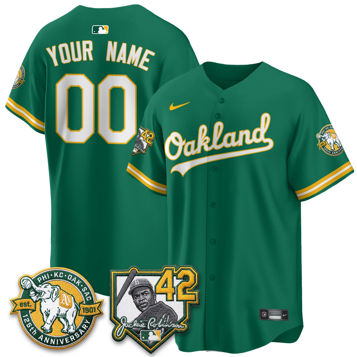 OAK 2026 Jackie Robinson Day - Celebrating 125 Years Limited Custom Vapor Jersey - All Stitched