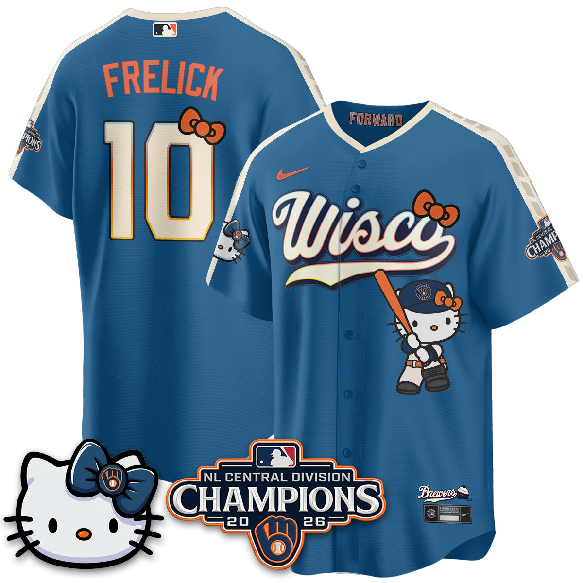 Milwaukee Brewers NL Central Champs x Meow KT Vapor Jersey - Stitched