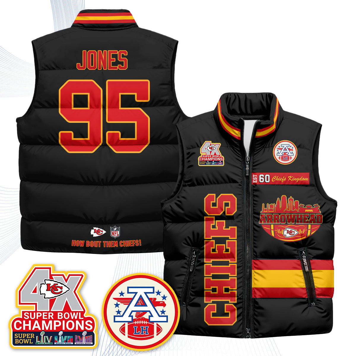 KC Arrowhead Puffer Vest - Printed