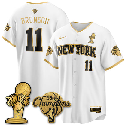 NYK 2026 NBA Champions Vapor Black Gold Jersey - Stitched