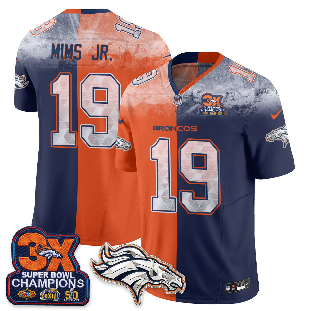 Denver Broncos Mile High Split Edition Vapor Jersey - Stitched