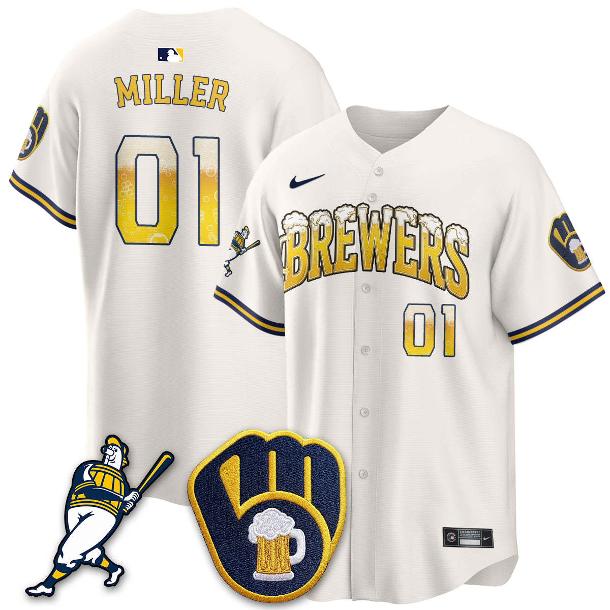Milwaukee Brewers "Pitcher & Pint" Edition Vapor Limited Jersey - Stitched