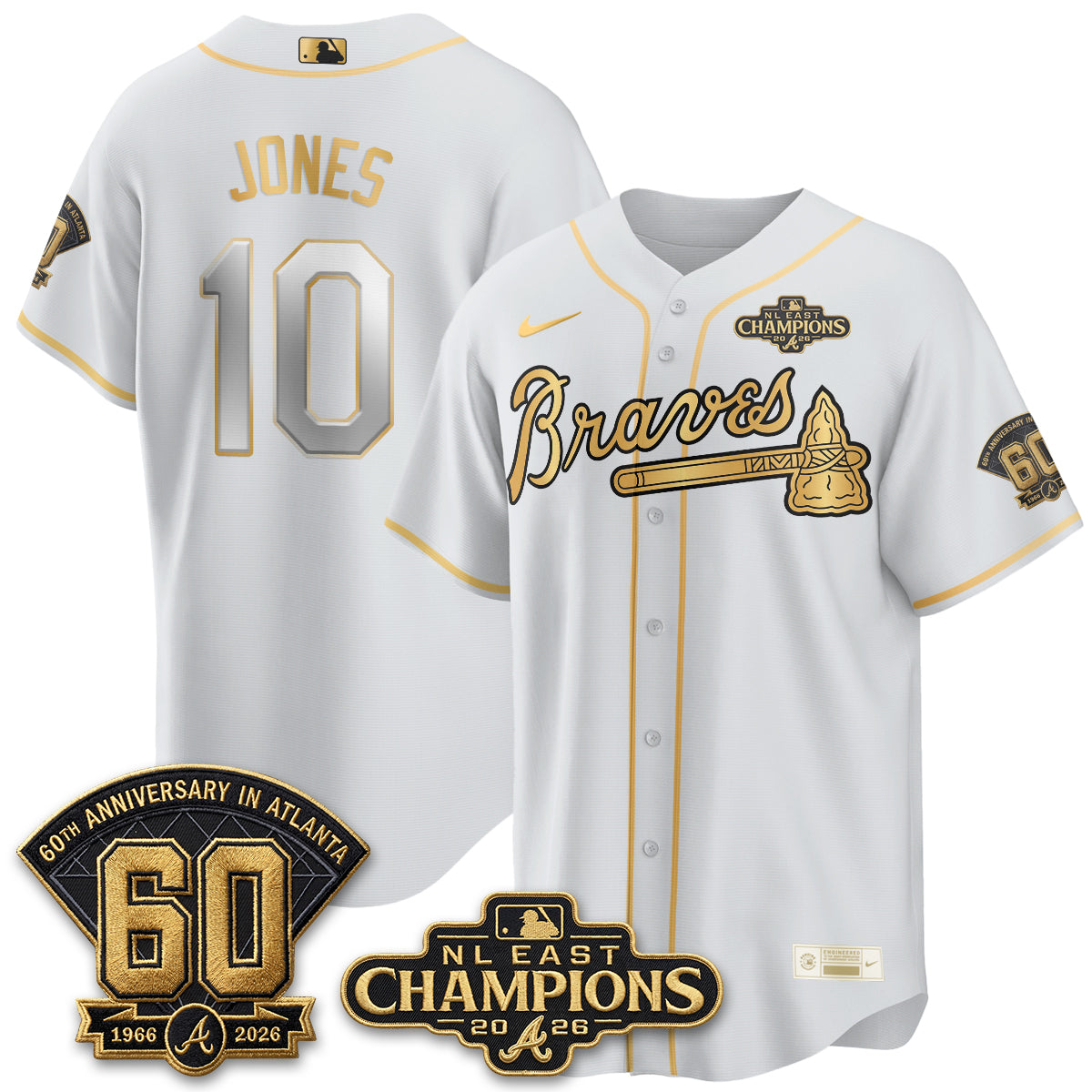 Atlanta Braves 2026 NL East Champs Gold Edition Vapor Jersey - Stitched