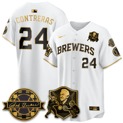 MIL Bob Uecker - 54 Seasons for Brewers' Vapor Limited Gold Jersey - All Stitched
