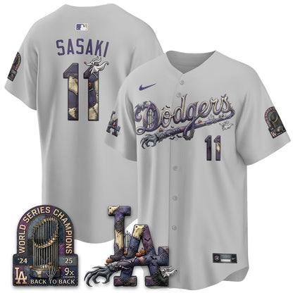 Los Angeles Dodgers Nightmare Edition Vapor Jersey - Printed
