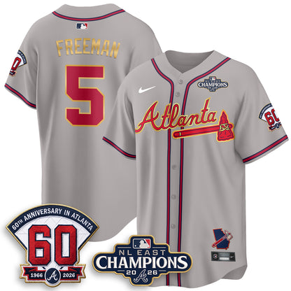 Atlanta Braves 2026 NL East Champs Gold Edition Vapor Jersey - Stitched