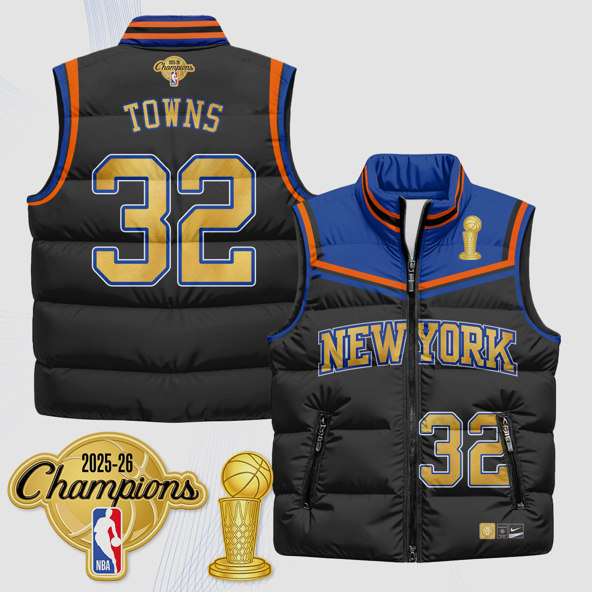 NYK Champions Night Puffer Vest - Printed