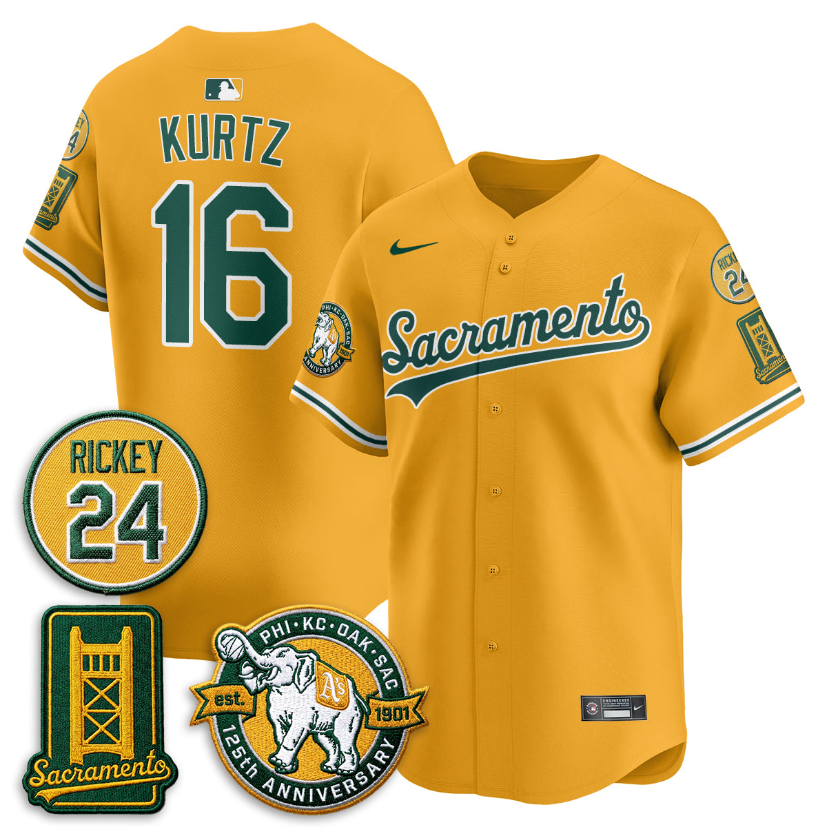 OAK 2026 Alternate Sacramento - Celebrating 125 Years -  Limited Vapor Green Jersey - All Stitched