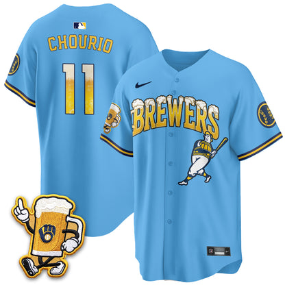 Milwaukee Brewers "Pitcher & Pint" Edition Vapor Jersey V2 - Stitched