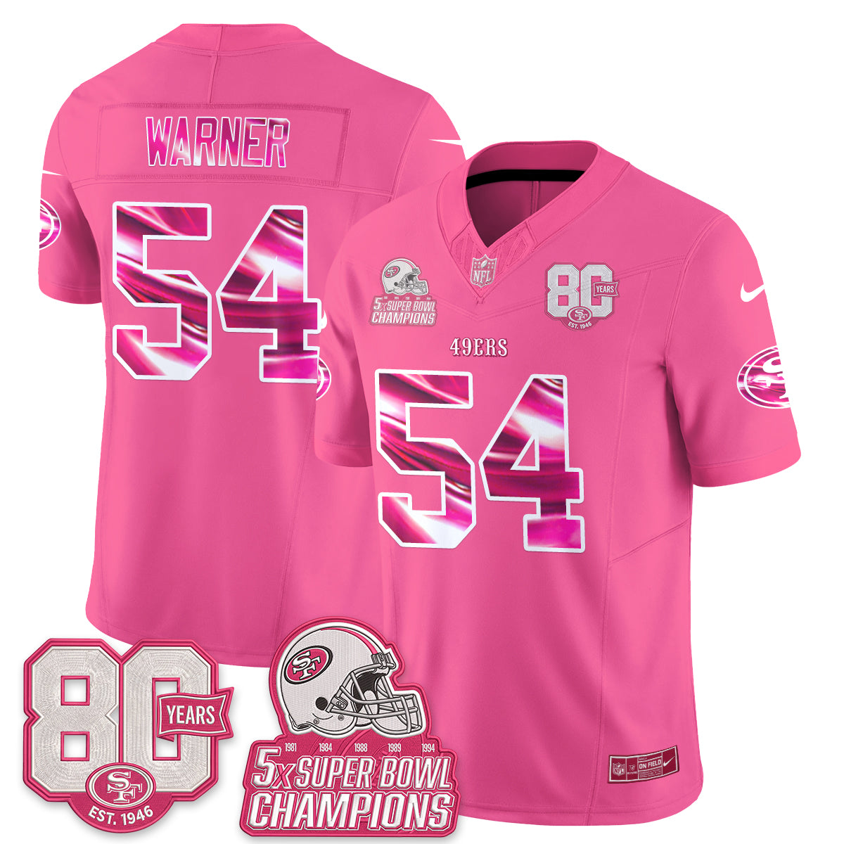 San Francisco 49ers Pink Edition Vapor Jersey - Stitched