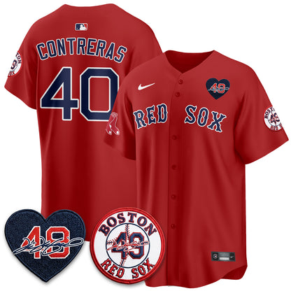 BOS Tim Wakefield Memorial Patch Vaper Premier Limited Red Jersey - All Stitched