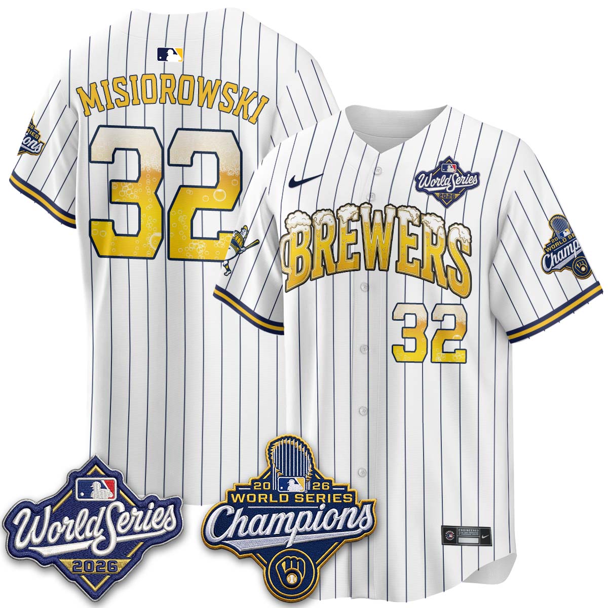MIL "Pitcher & Pint" 2026 WS Champions Jersey - Stitched (#9) (2)