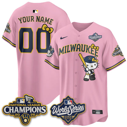 Milwaukee Brewers 2026 NL Champions x Meow KT Custom Vapor Jersey - Stitched