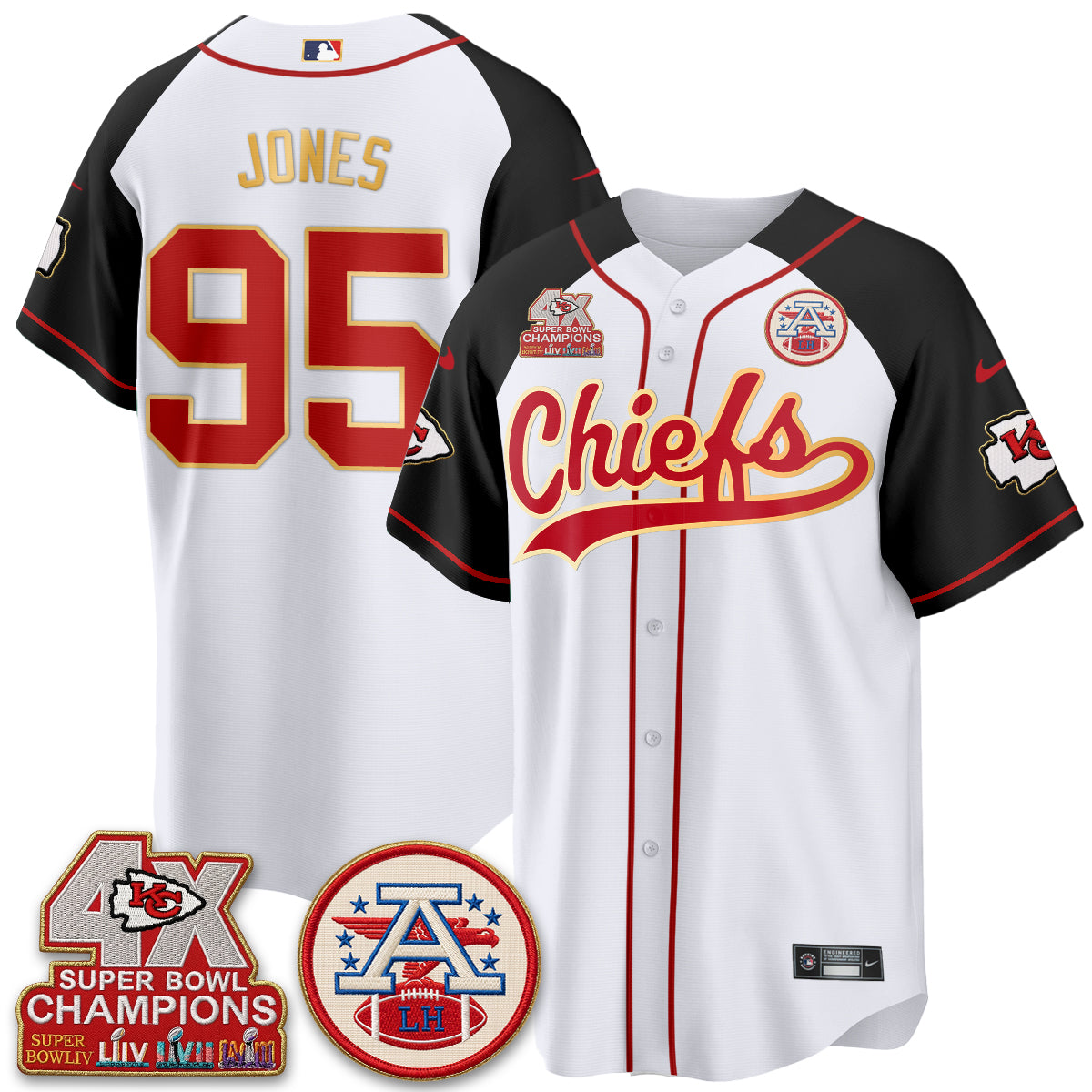 KC 4X Champs Gold Trim Edition Vapor Baseball Jersey - Stitched