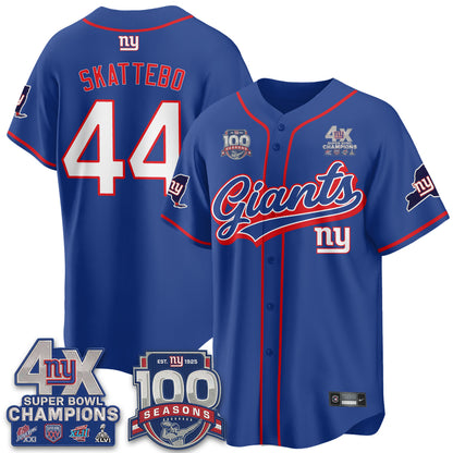 New York Giants 4X Champs & 100 Anniversary Vapor Baseball Jersey V2- Stitched