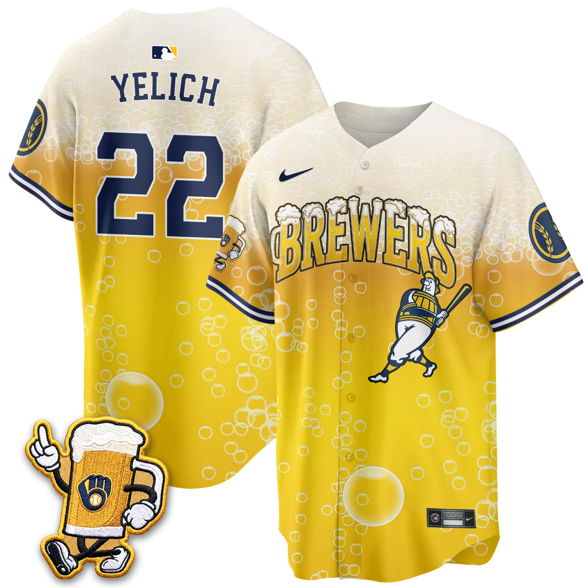 Milwaukee Brewers "Pitcher & Pint" Edition Vapor Jersey V2 - Stitched