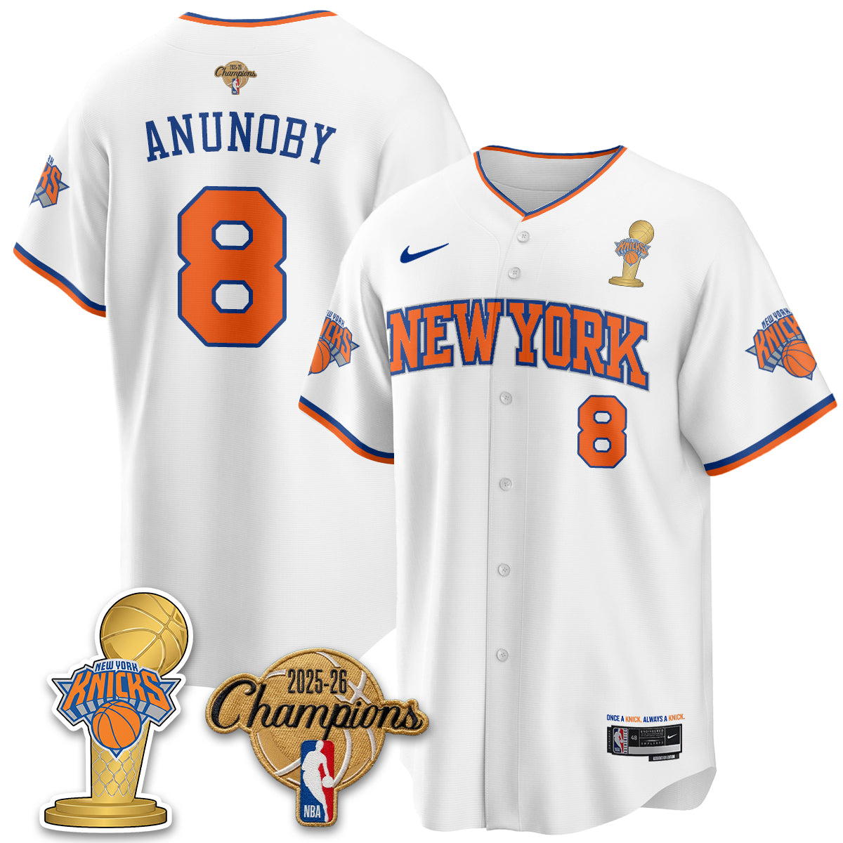 NYK 2026 NBA Champions Vapor Black Gold Jersey - Stitched