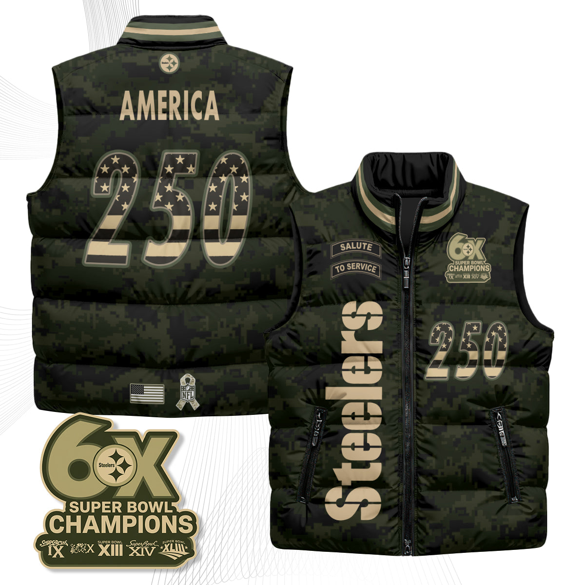 PIT 2026 Salute to Service Puffer Vest - Printed