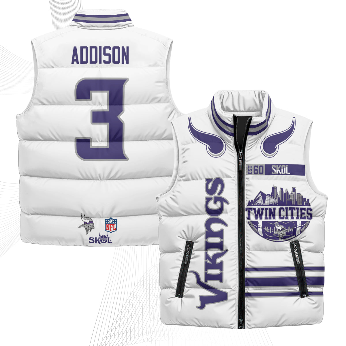 Minnesota Vikings Twin City Puffer Vest - Printed
