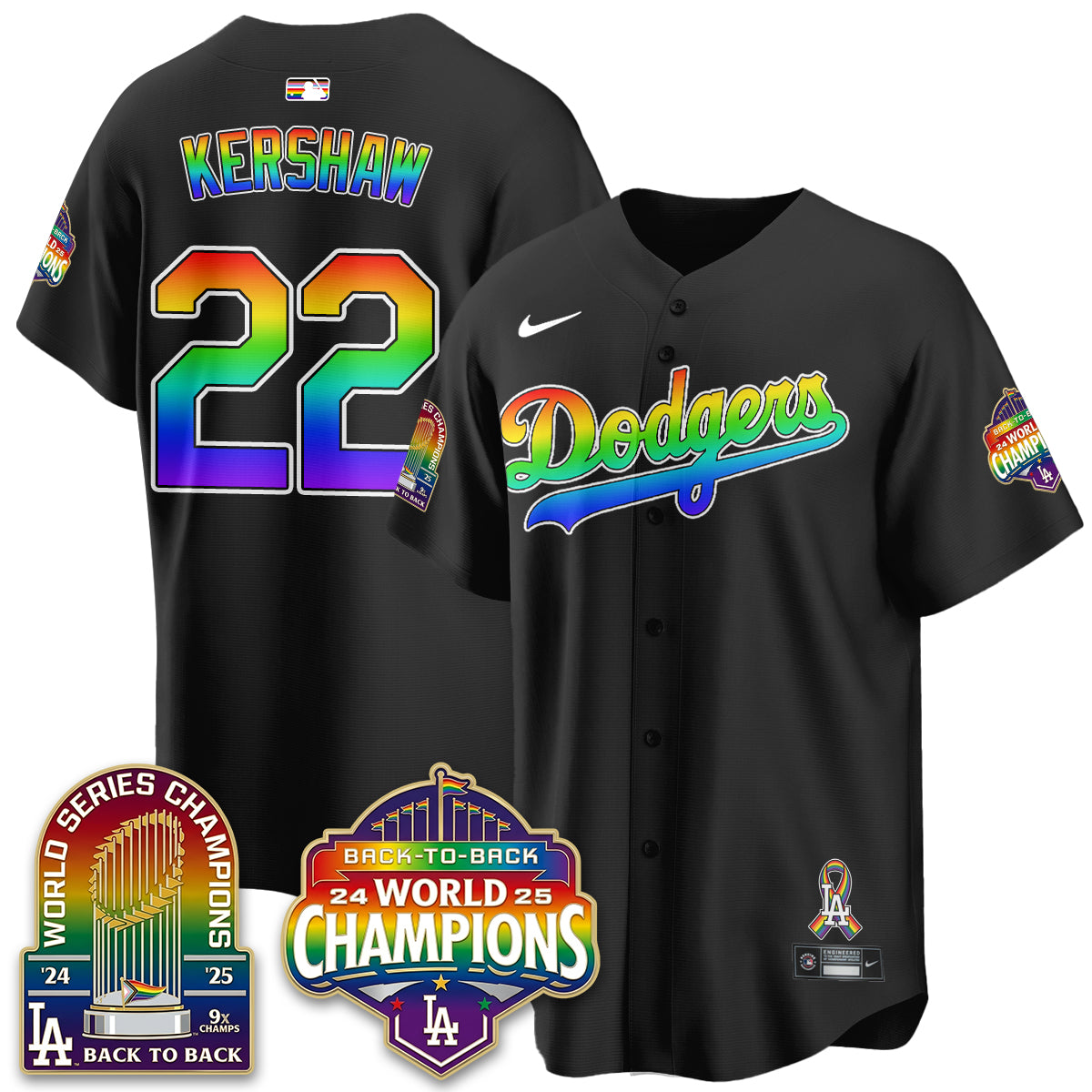 Los Angeles Dodgers Happy Pride Month Vapor Jersey - Stitched
