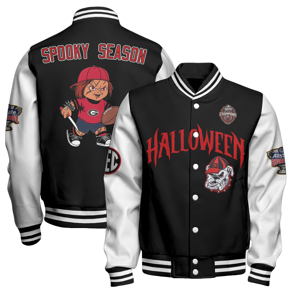 GB x Killer Doll Horror Movie Halloween 2026 Edition Baseball Jacket - Printed