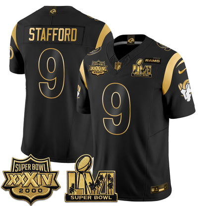LAR SBowl Champs Gold Vapor Jersey - Stitched