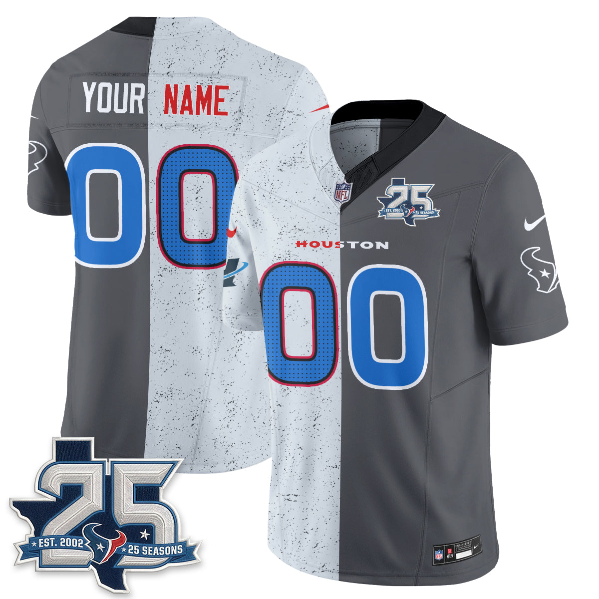 Houston Texans Fan Gear Split Vapor Custom Jersey - Stitched