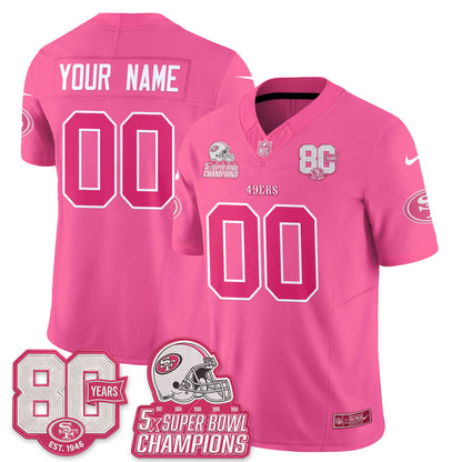 San Francisco 49ers Pink Edition Vapor Custom Jersey - Stitched