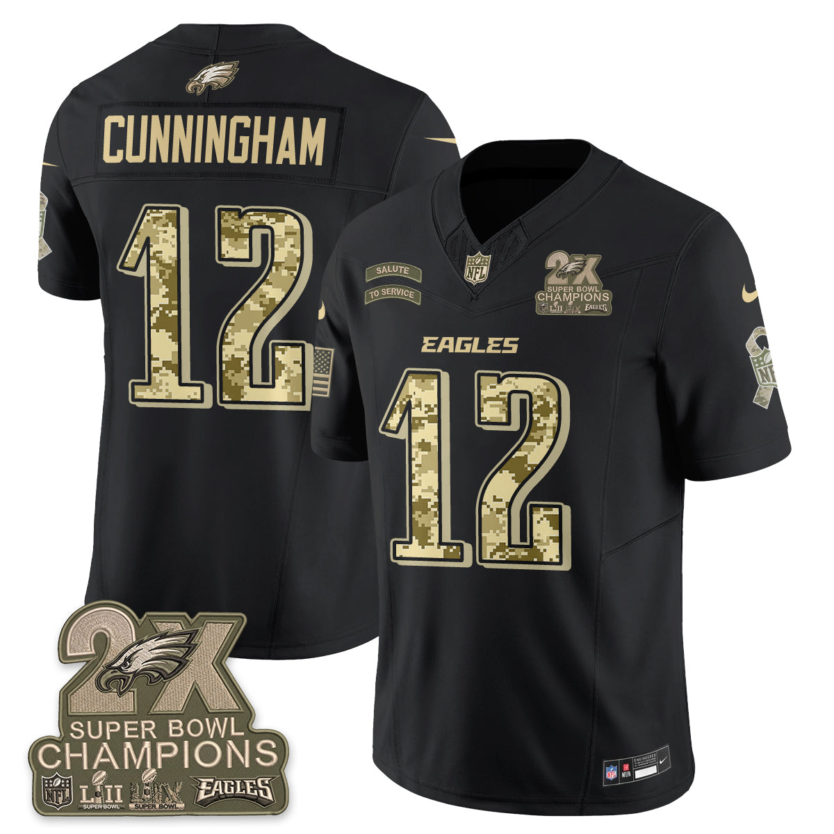 Philadelphia Eagles Salute to Service V2 Vapor Jersey - Stitched