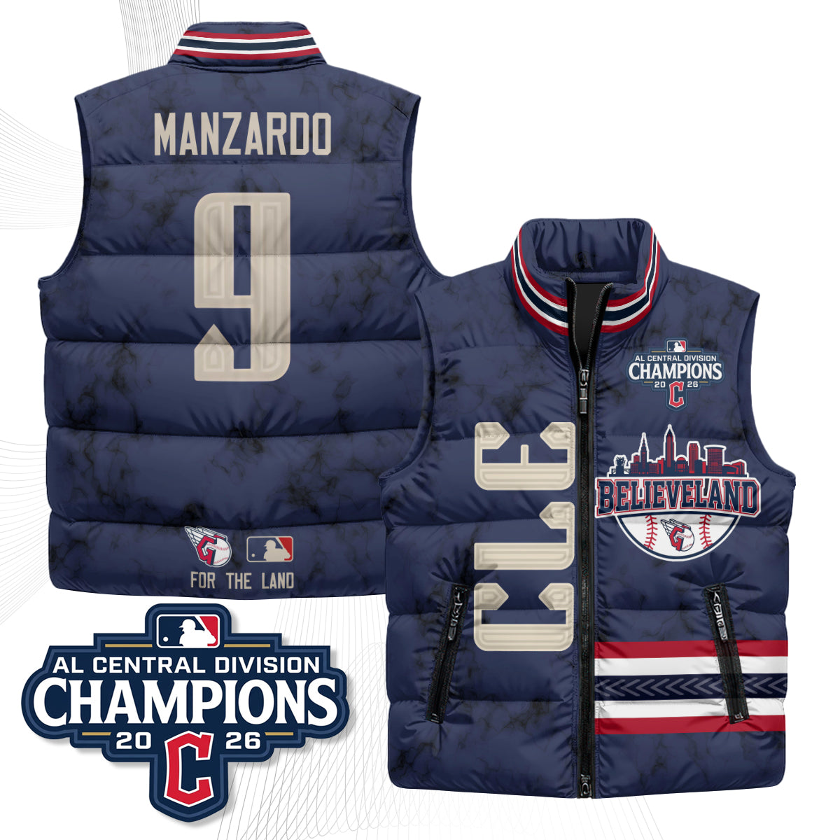 CLE Believeland Puffer Vest - Printed