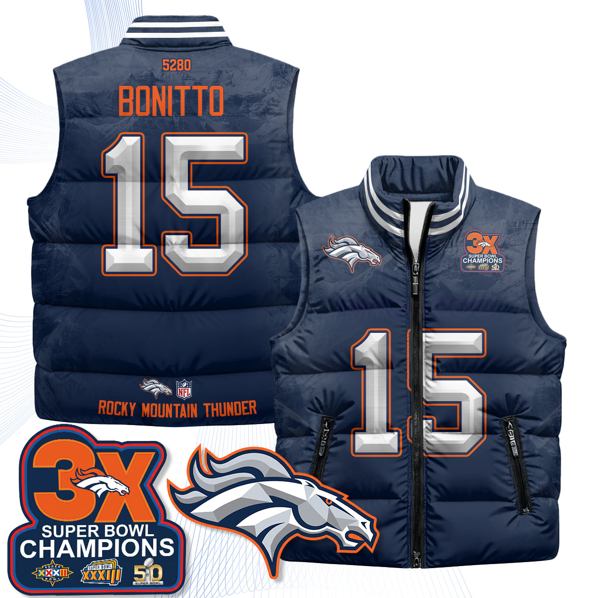 Denver Broncos Fan Gear Edition Unisex Puffer Vest - Printed