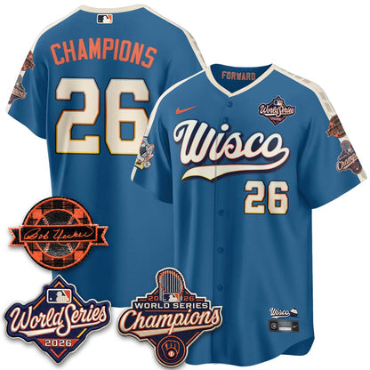 MIL 2026 WS Champions - Bob Uecker Patch Cream Jersey - Stitched (#24)