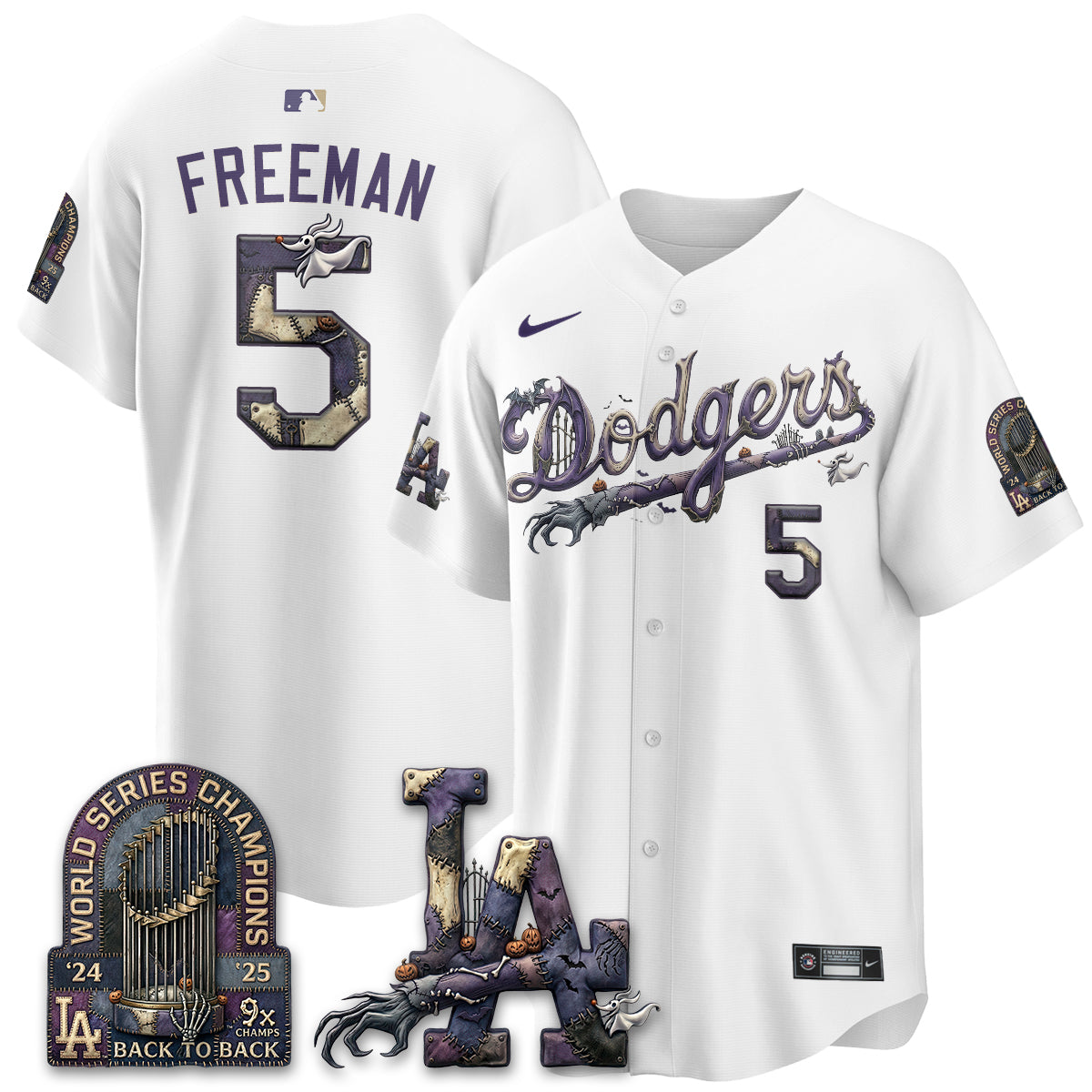 Los Angeles Dodgers Nightmare Edition Vapor Jersey - Printed