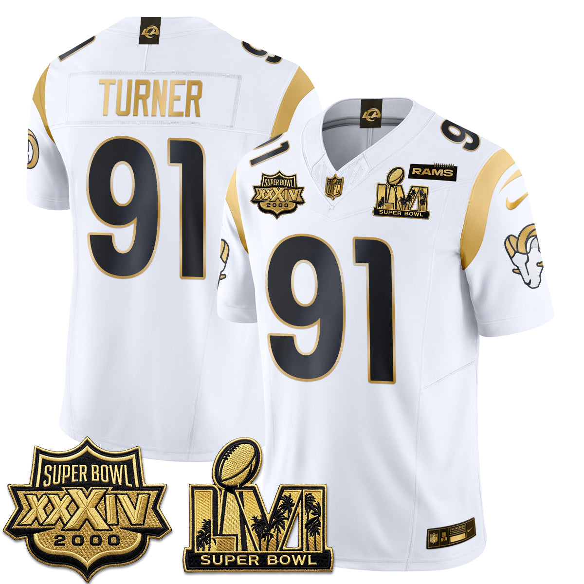 LAR SBowl Champs Gold Vapor Jersey - Stitched