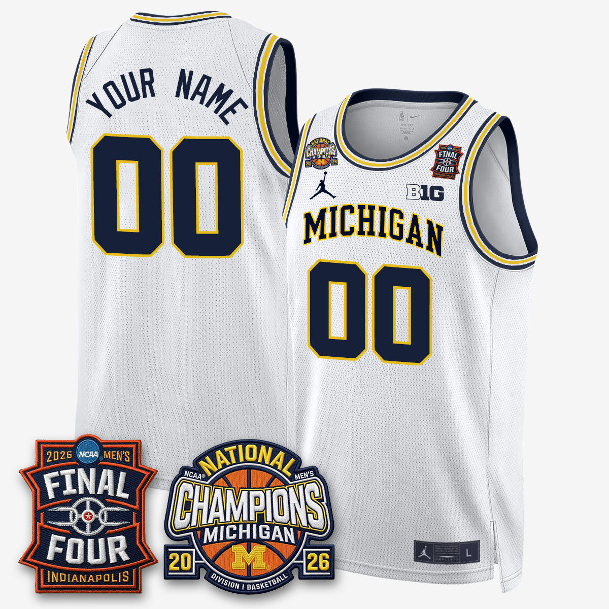 MICH Basketball National Champions Big Text Limited Vapor Custom Jersey - All Stitched