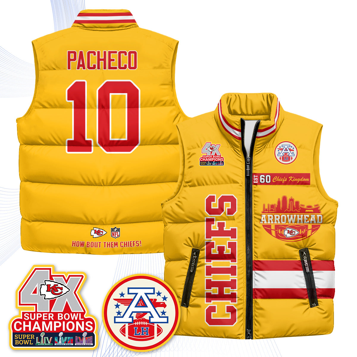 KC Arrowhead Puffer Vest - Printed