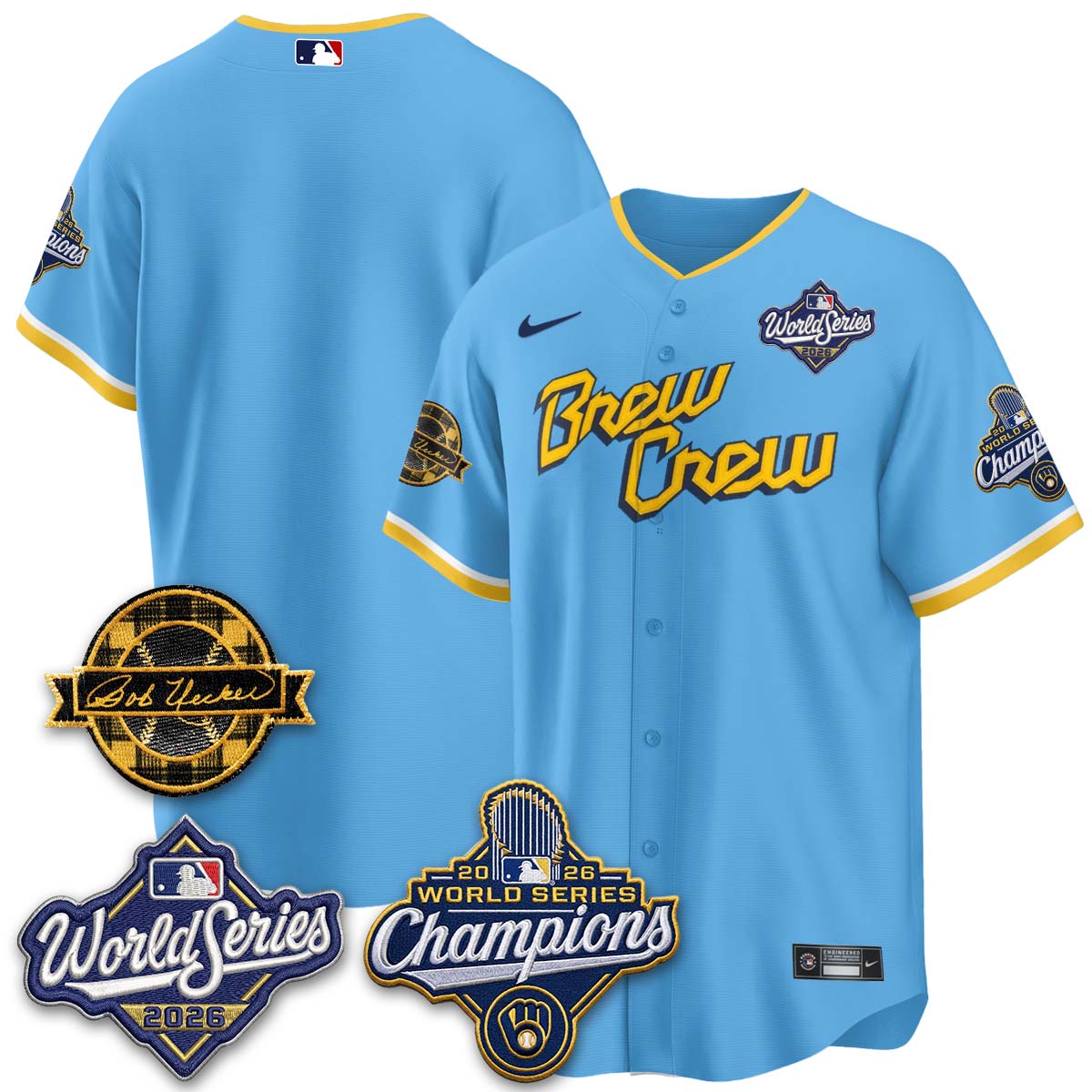 MIL 2026 WS Champions - Bob Uecker Patch Cream Jersey - Stitched (#24)