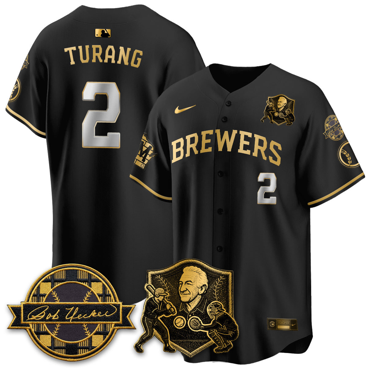 MIL Bob Uecker - 54 Seasons for Brewers' Vapor Limited Gold Jersey - All Stitched