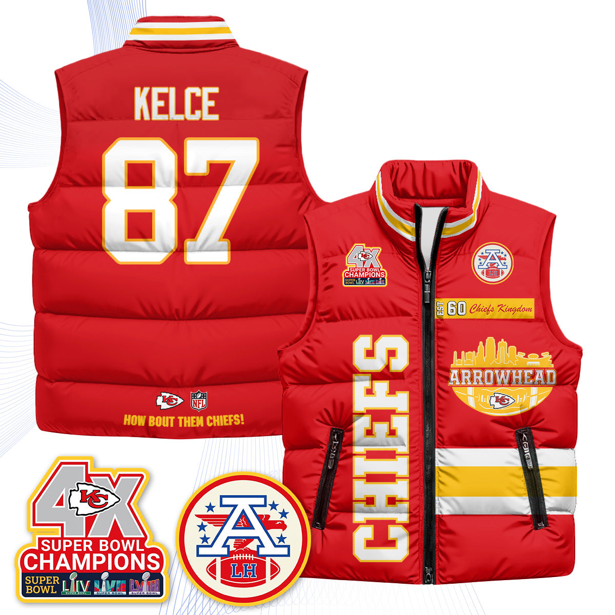 KC Arrowhead Puffer Vest - Printed