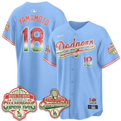 Los Angeles Dodgers National Watermelon Day Vapor Jersey - Stitched