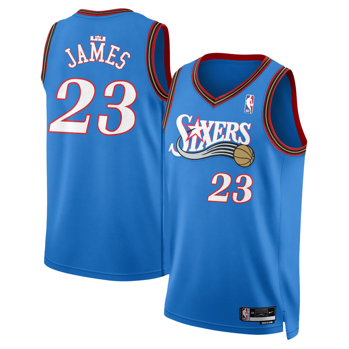 Philadelphia 76ers LeBron James #23 Throwback Vapor Jersey - All Stitched