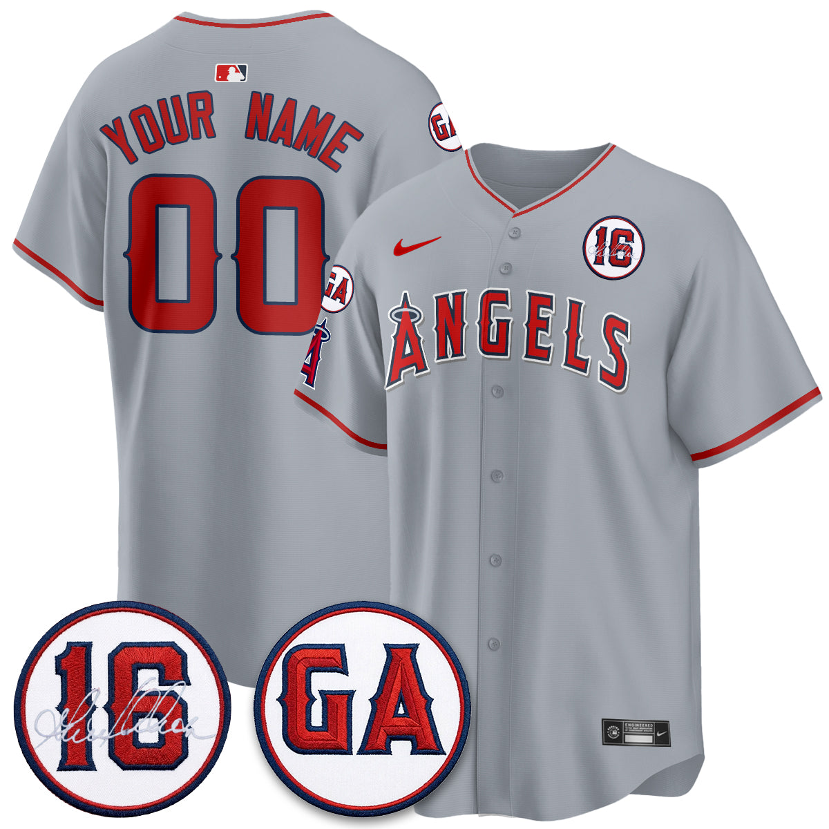 LAA Garret Anderson Tribute Patch Vapor Custom Jersey - All Stitched V1