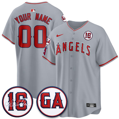 LAA Garret Anderson Tribute Patch Vapor Custom Jersey - All Stitched V1