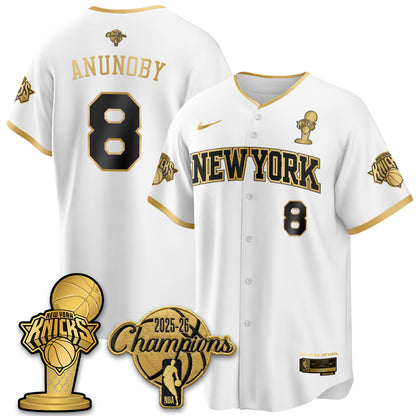 NYK 2026 NBA Champions Vapor Black Gold Jersey - Stitched