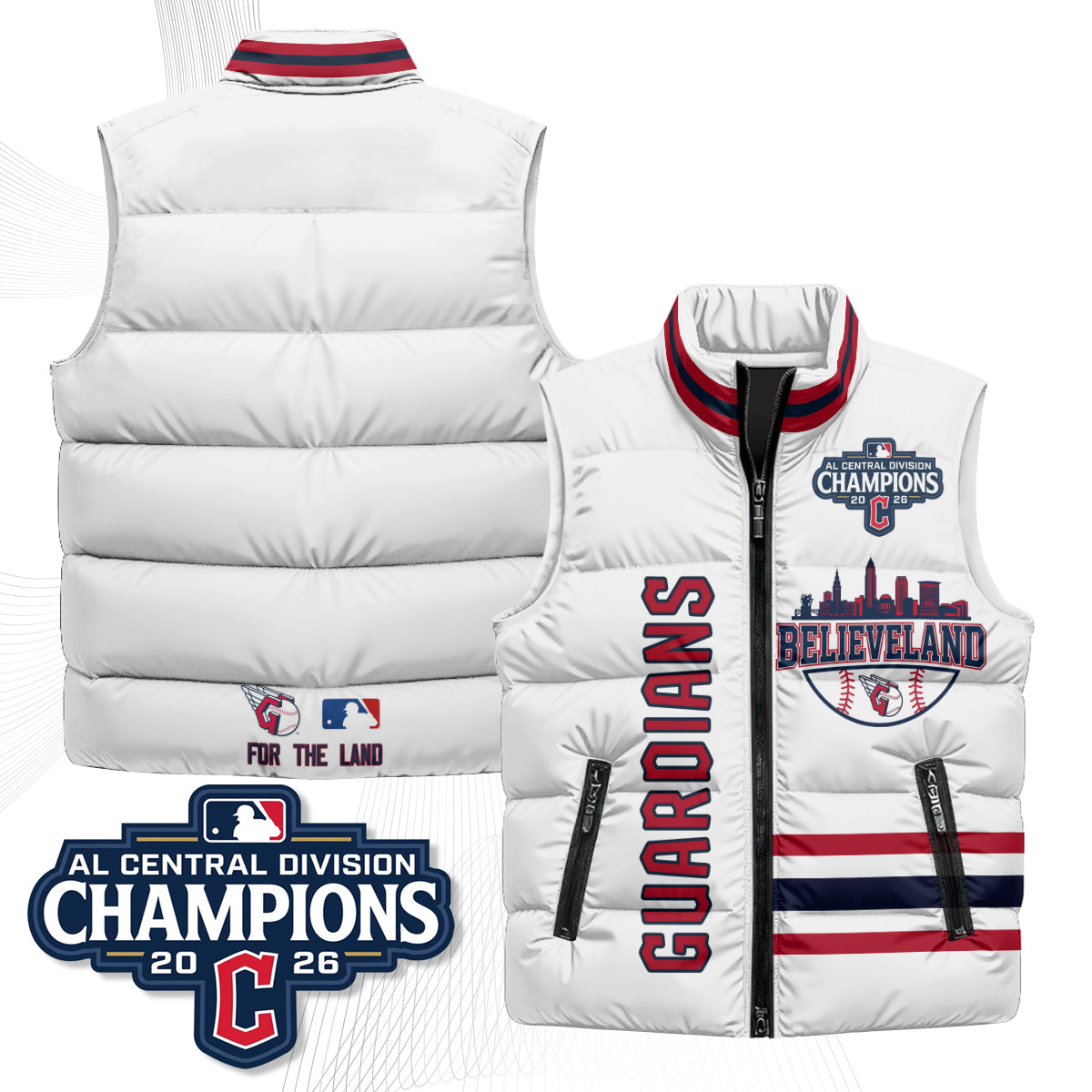 CLE Believeland Puffer Vest - Printed