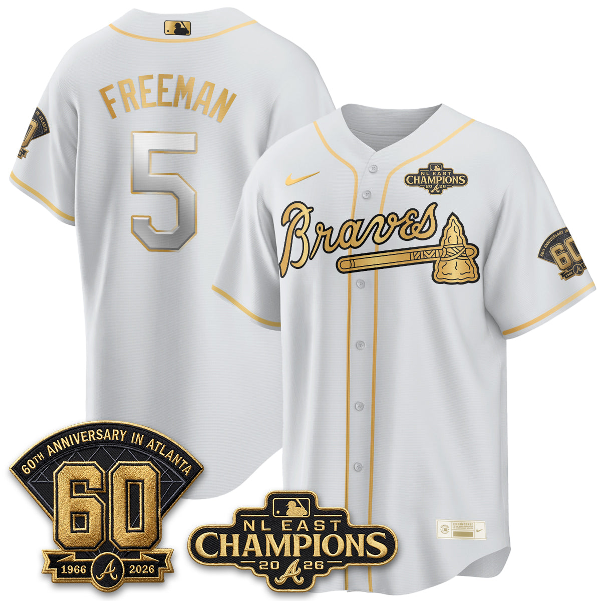 Atlanta Braves 2026 NL East Champs Gold Edition Vapor Jersey - Stitched