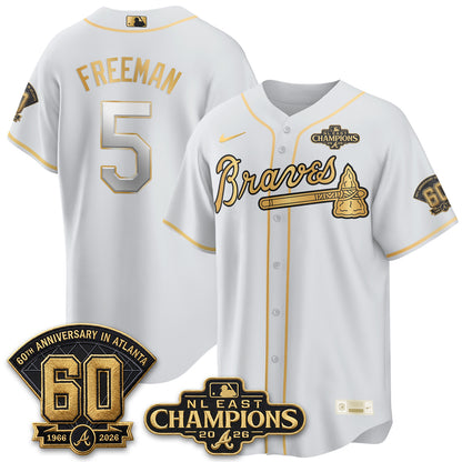 Atlanta Braves 2026 NL East Champs Gold Edition Vapor Jersey - Stitched