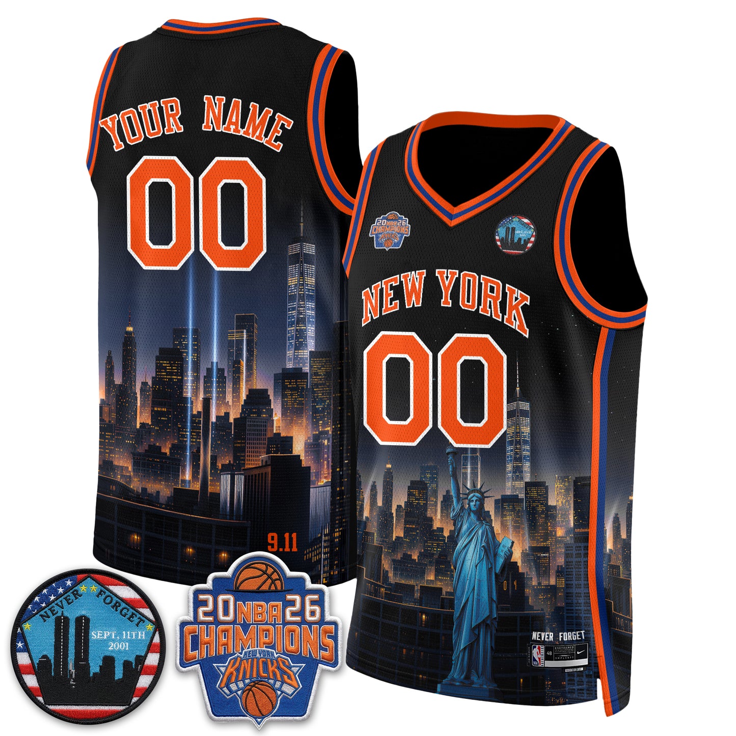 NYK Skyline Never Forget 9/11 Edition Vapor Custom Jersey - Printed