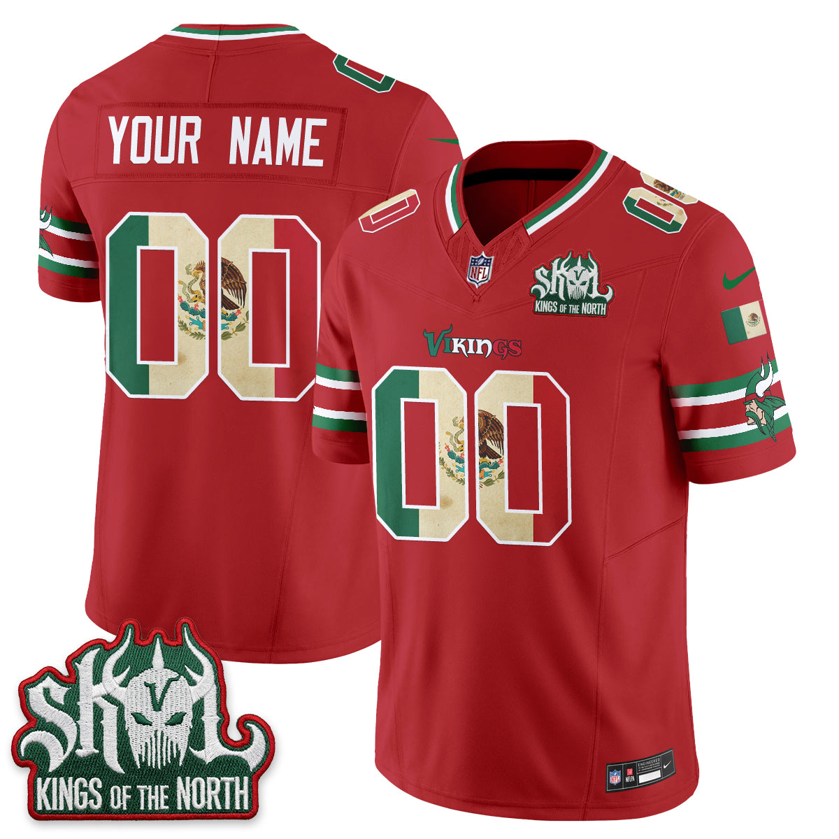 Minnesota Vikings Mexico Edition Vapor Custom Jersey - Stitched